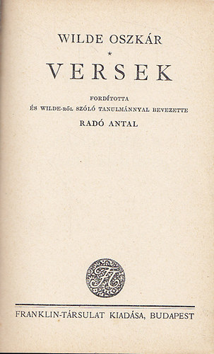 Wilde Oszkr: Versek