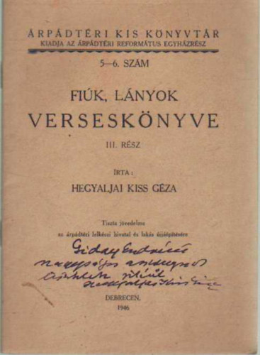 Fi�k, l�nyok versesk�nyve III. r�sz -(  �rp�dt�ri kis k�nyvt�r 5-6 sz�m.)