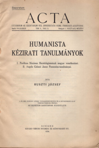 Humanista kzirati tanulmnyok - Klnlenyomat