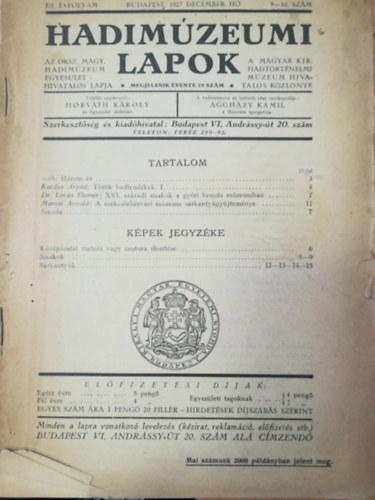 Hadimzeumi lapok - Budapest 1927 december 9-10 h