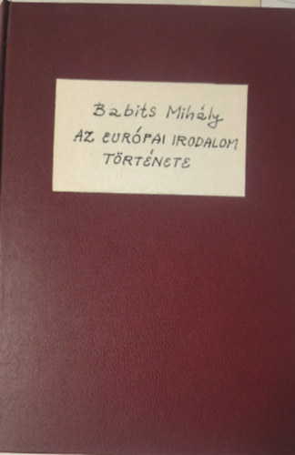 Az eur�pai irodalom t�rt�nete