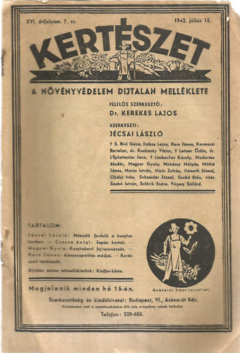 Kertsz (A Nvnyvdelem Djtalan Mellklete) XVI. vfolyam 7. sz. - 1942. jlius