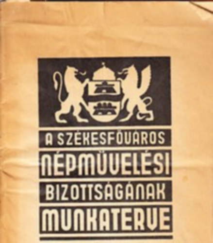 A Szkesfvros Npmvelsi Bizottsgnak munkaterve 1938 janur