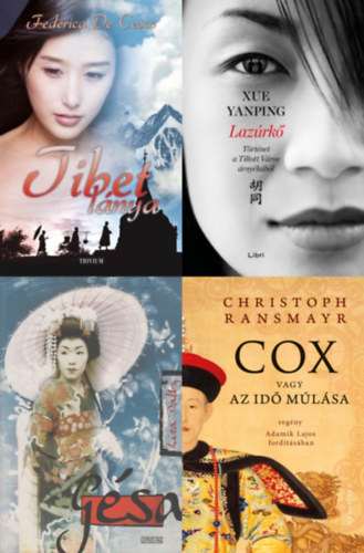 4 db k�nyv t�vol-keleti sorsokr�l: Tibet l�nya + G�sa + Cox vagy Az id� m�l�sa + Laz�rk� - T�rt�net a Tiltott V�ros �rny�k�b�l