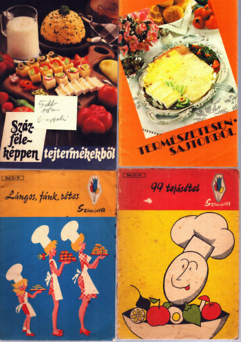 5 db szak�csf�zet: Term�szetesen sajtokb�l - Sz�zf�lek�ppen tejterm�kekb�l - 99 toj�s�tel - L�ngos, f�nk, r�tes - Serpeny�s csirk�k