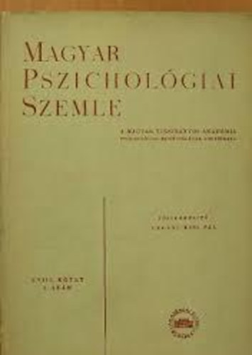 Magyar Pszicholgiai szemle 1960 XVII. ktet 2. szm