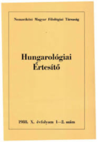 Hungarolgiai rtest X. 1988. 1-2.