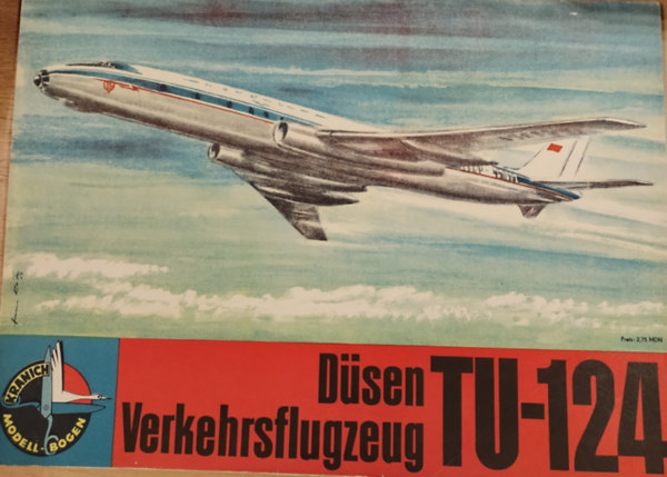 Modell-bogen D�sen Verkehrsflugzeug Tu-124. (kiv�ghat� makett, 1:50)