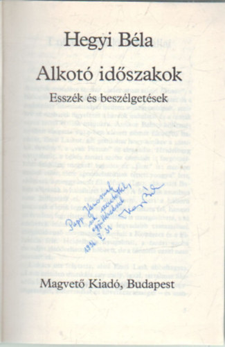 Alkot idszakok- Esszk s beszlgetsek