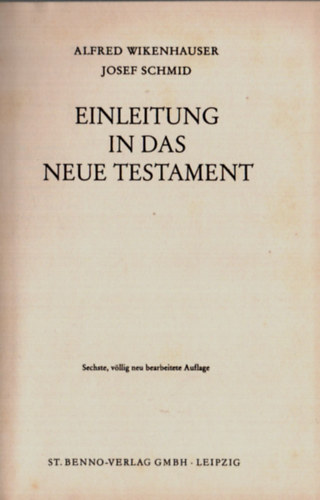 Einleitung in das Neue Testament.