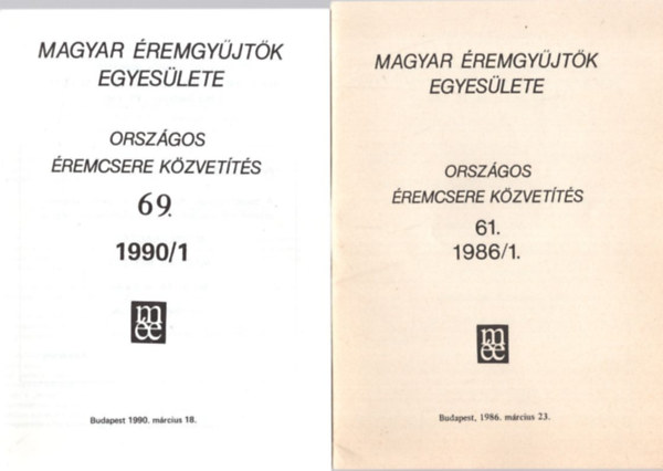 8  db Numizmatika - Orszgos remcsere kzvetts ( 61.-1986/1. + 69.- 1990/1 + 82.-1995/3. + 83.- 1996/1. + 84.- 1996/2. + 85.-1996/3. + 86.- 1997/1. + 88.- 1998/1. )