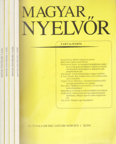 Magyar Nyelvr (2002. teljes vfolyam, 4 ktetben, lapszmonknt)