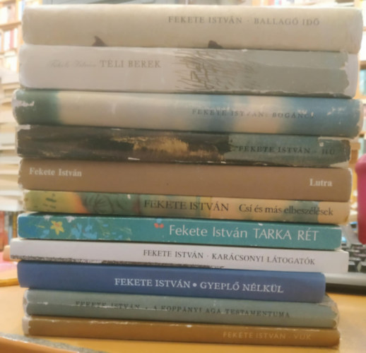 11 db Fekete Istvn: Vuk; A koppnyi aga testamentuma; Gyepl nlkl; Karcsonyi ltogatk; Tarka rt; Cs s ms elbeszlsek; Lutra; Hu; Bogncs; Tli berek; Ballag id