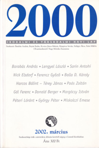 2000 Irodalmi s Trsadalmi Havi Lap - 2002. Mrcius
