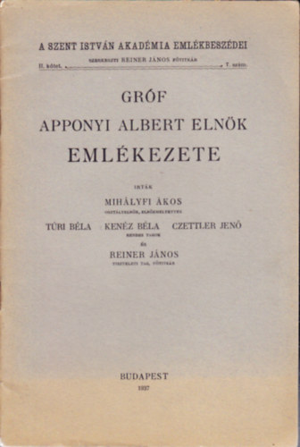 Grf Apponyi Albert elnk emlkezete