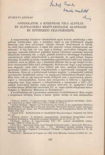 Gondolatok a kzpkor vgi Alfldi s Alfld-szli mezvrosainak alaprajzi s ptszeti fejldsrl - Dediklt - Klnlenyomat