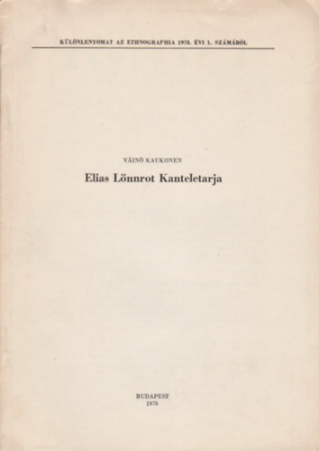 Elias Lnnrot Kanteletarja