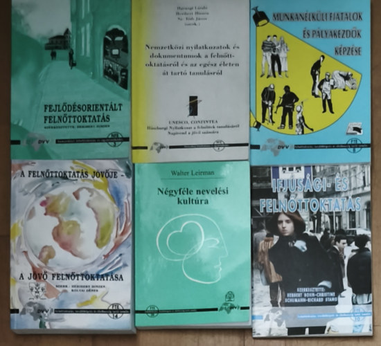 Harangi László, Heribert Hinzen, Sz. Tóth János, Koltai Dénes Heribert Hinzen szerk. (szerk.) Herbert Hinzen, Walter Leirman, Herbert Bohn/ Christine Schumann/ Richard Stang (szerk.) - 6db felnőttoktatás helyzetével kapcsolatos mű -Fejlődésorientált felnőttoktatás, Nemzetközi nyilatkozatok és dokumentumok a felnőttoktatásról és az egész életen át tartó tanulásról, Munkanélküli fiatalok és pályakezdők képz