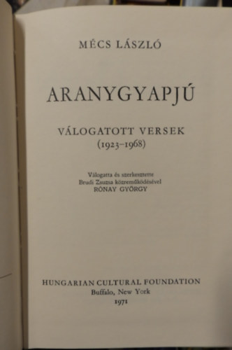 M�cs L�szl� - Aranygyapj�. V�logatott versek (1923-1968)