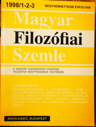 Magyar Filozfiai Szemle 1998/1-2-3