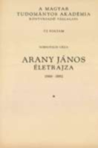 Arany Jnos letrajza III. 1860-1882