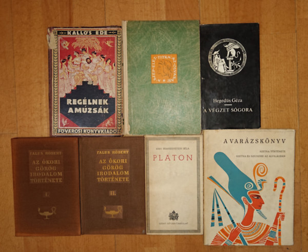 7 k�tet az �kor vil�ga ir�nt �rdekl�d�knek: Az �kori g�r�g irodalom t�rt�nete I-II. Platon, A v�gzet s�gora, Cicero �lete �s kora, Reg�lnek a M�zs�k, Var�zsl�k�nyv