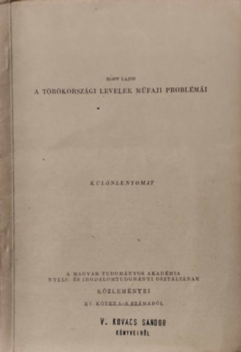 A trkorszgi levelek mfaji problmi