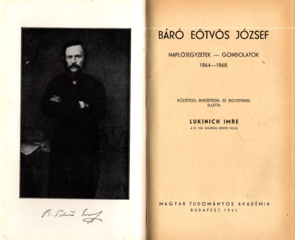 B�r� E�tv�s J�zsef Napl�jegyzetek-Gondolatok 1864- 1868
