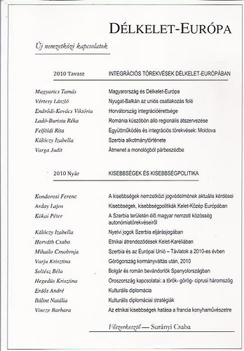 Dlkelet-Eurpa - j nemzetkzi kapcsolatok 2010. tavasz - nyr