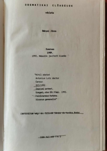 Dogmatikai eladsok vzlata