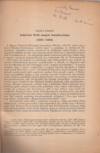 Ludovicus Gritti magyar kormnyzsga ( 1531-1534 ) - Dediklt - Klnlenyomat