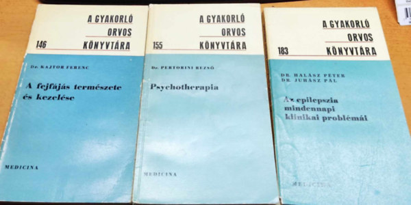 3 db A gyakorl orvos knyvtra: A fejfjs termszete s kezelse (146); Psychotherapia (155); Az epilepszia mindennapi klinikai problmi (183)