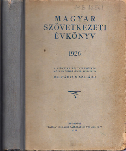 Dr. Prtos Szilrd - Magyar Szvetkezeti vknyv 1926