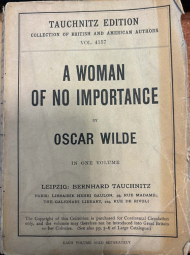 Oscar Wilde - A Woman of No Importance 1909.