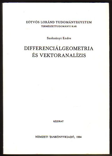 Szolcsnyi Endre - Differencilgeometria s vektoranalzis