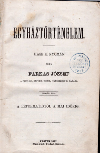 Egyhztrtnelem Hase K. nyomn ( 1867 )