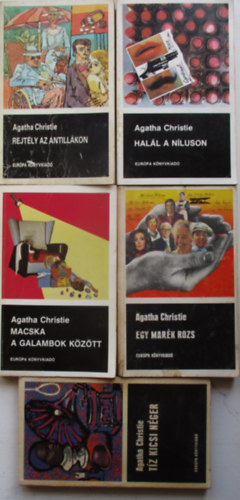 5 db Agatha Christie (Tz kicsi nger, Hall a Nluson, Rejtly az Antillkon, Egy mark rozs, Macska a galambok kztt)