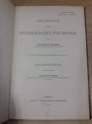 Grundzge der Physiologischen Psychologie - Gesamtregister (1903)