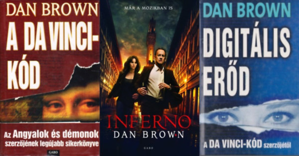 Dan Brown - 3 db Dan Brown ktet: Inferno + Digitlis erd + A Da Vinci-kd