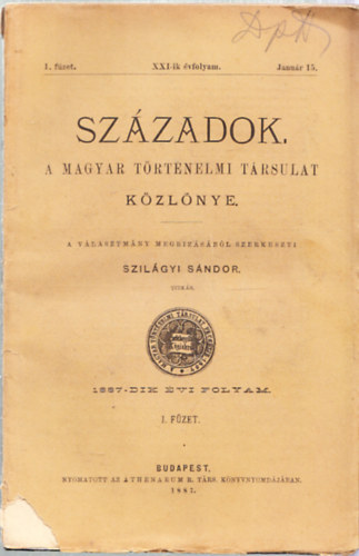 Szzadok XXI-ik vfolyam/1.fzet