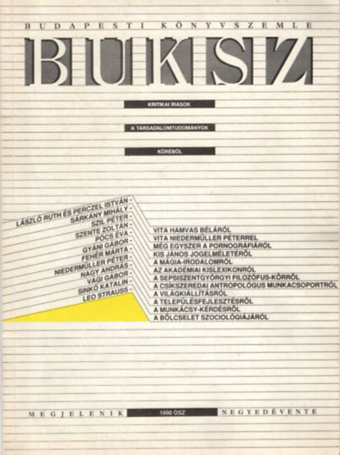 BUKSZ- Budapesti K�nyvszemle 1990 �sz  ( Kritikai �r�sok a t�rsadalomtudom�nyok k�r�b�l )