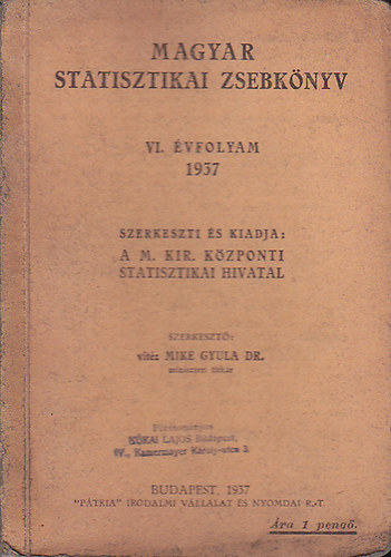 Magyar statisztikai zsebknyv VI. vfolyam 1937